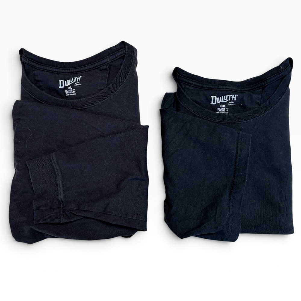 Duluth Trading Co Lot of 2 Black T-Shirts 3XL Relaxed Fit SS LS Mens #366E